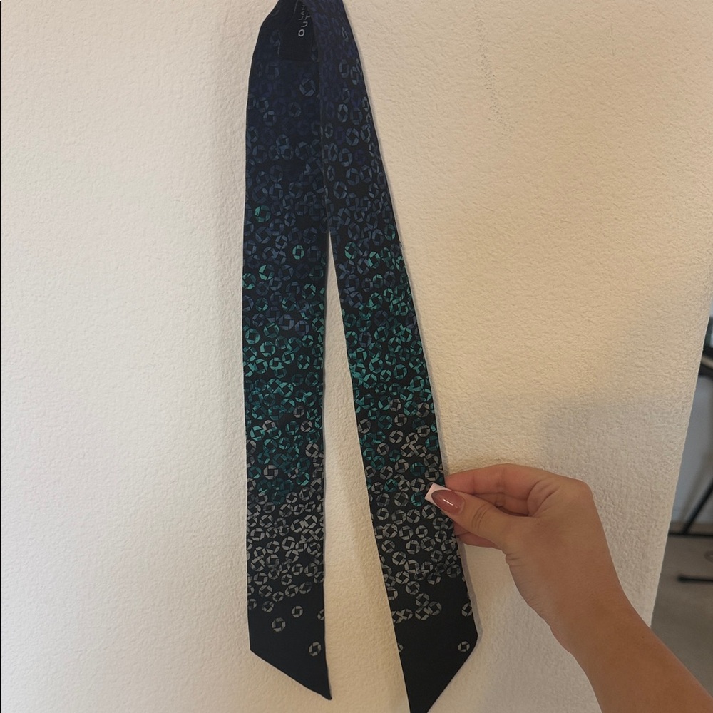 Lands End Chase Blue and Green Patterned Scarf